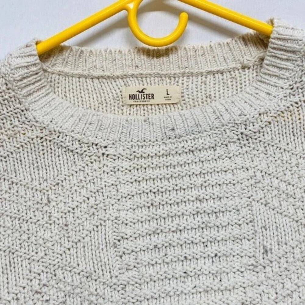 Hollister Knit Sweater Women's Large Oatmeal Heather Comfy Pullover Crewneck GUC - Picture 6 of 9